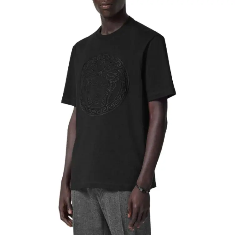 VERSACE Medusa Embroidered Crewneck T Shirt-3