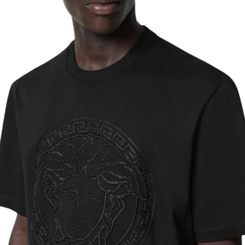 VERSACE Medusa Embroidered Crewneck T Shirt-4