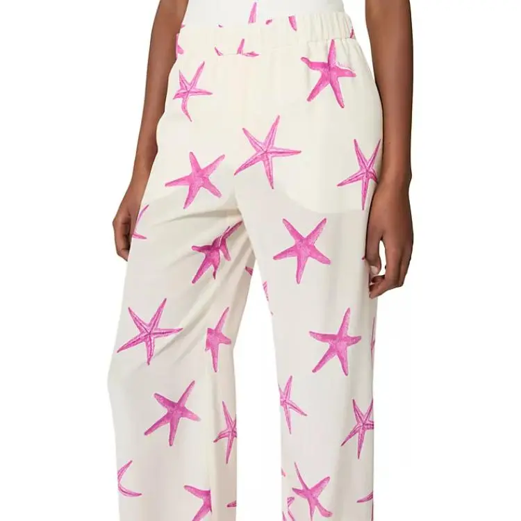 Valentino Crepe De Chine Starfish Pants 'Kez Avorio/Pink PP'-4