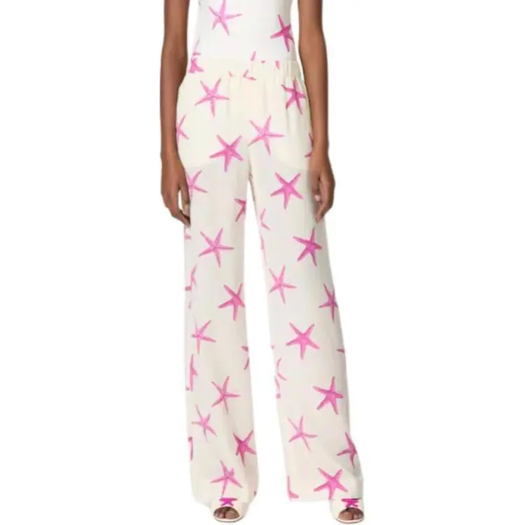 Valentino Crepe De Chine Starfish Pants 'Kez Avorio/Pink PP'-1