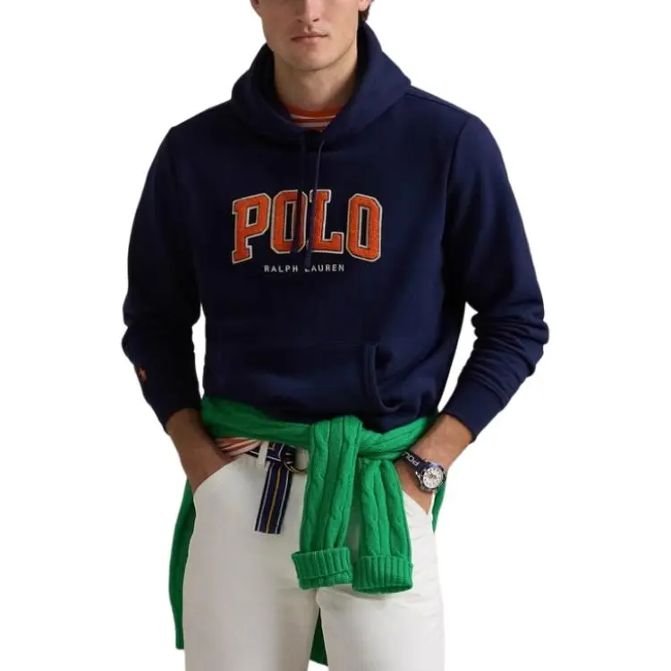 Polo Ralph Lauren Logo Flocked Drawstring Hoodie-2