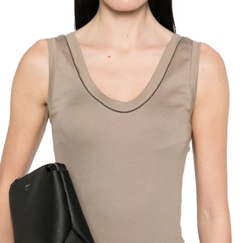 Brunello Cucinelli Embellished Trim Tank Top-4