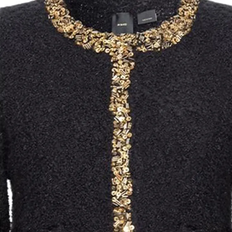 PINKO FW24 Velvet-feel Coat Women's Black-3