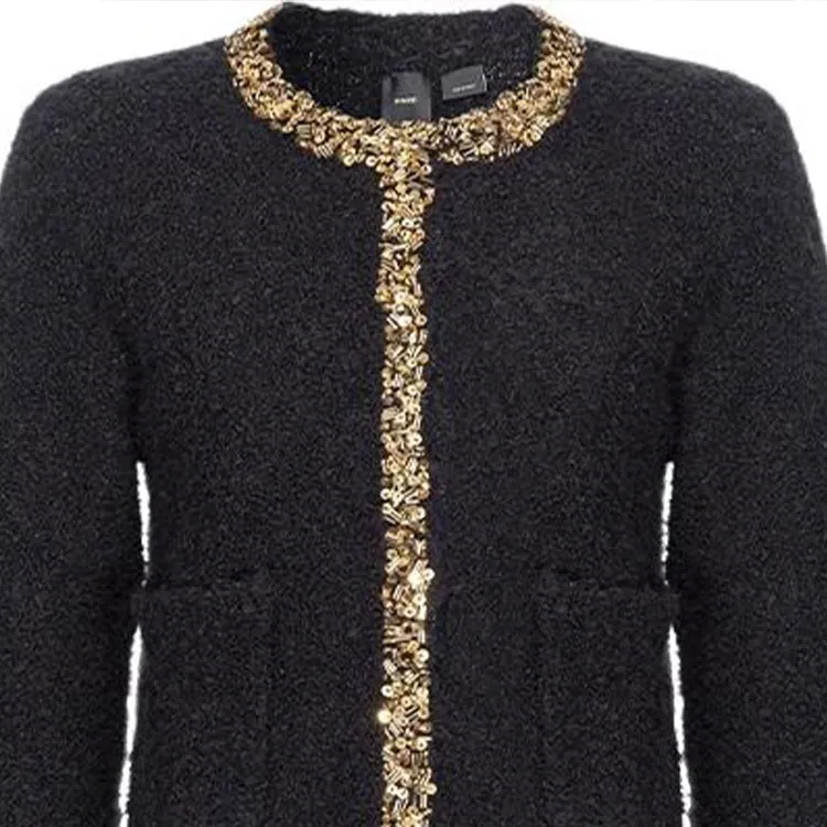 PINKO FW24 Velvet-feel Coat Women's Black-2