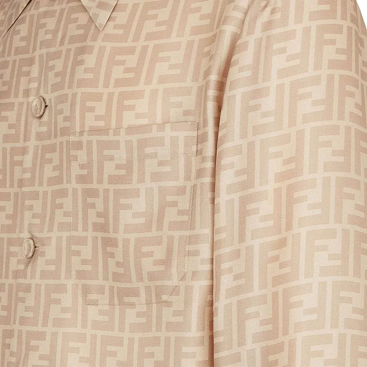 FENDI Logo Printed Long Sleeved Shirt-4