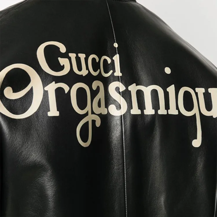 GUCCI Leather Jackets Men Black-4