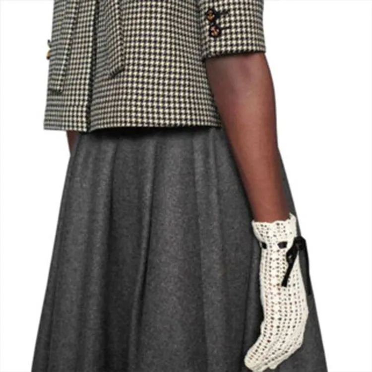 GUCCI Cropped Coats Women's Black White Plaid-4