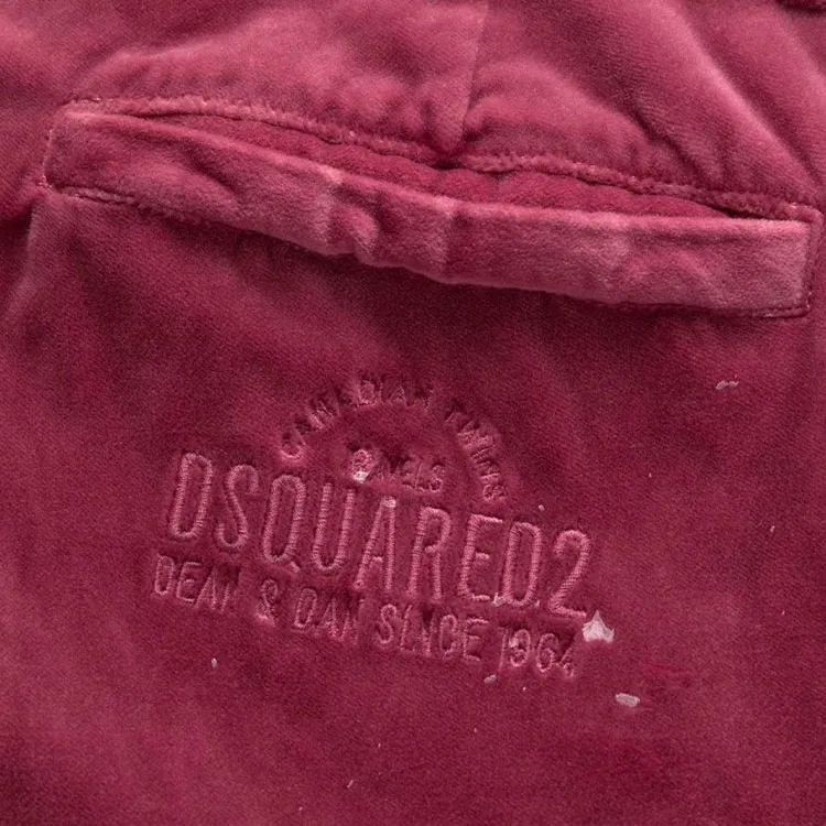 DSQUARED 2 Embroidered logo Velvet Trousers-4