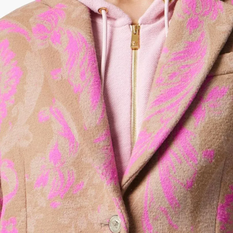 VERSACE Barocco-print Single-breasted Coat-4