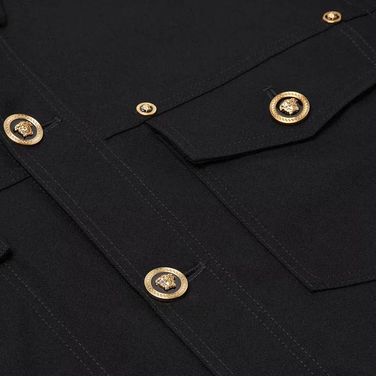 VERSACE Button-Up Long Sleeved Denim Jacket-5