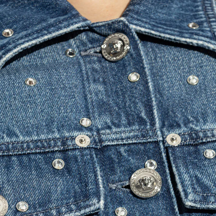 VERSACE Shimmering Appliques Denim Jacket-4