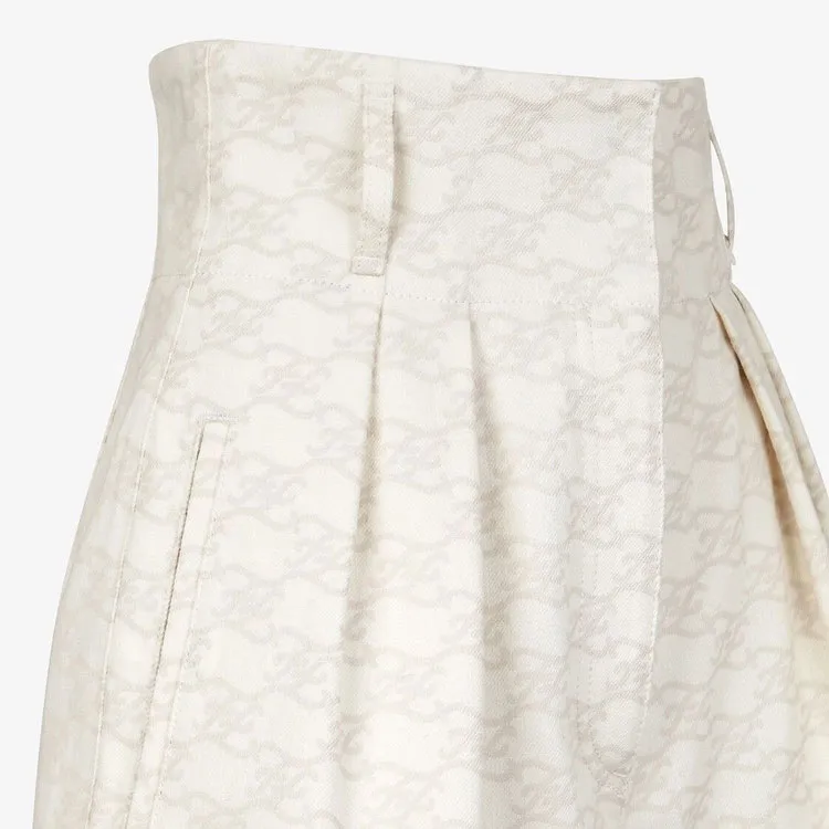 FENDI FW21 Denim Shorts Women's Cream-3