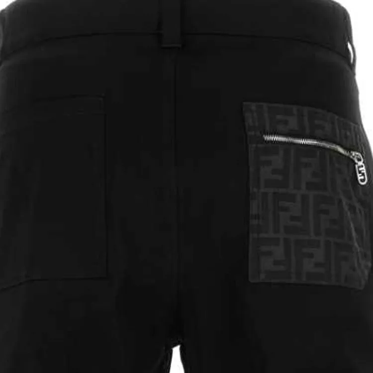 FENDI Zucca panelled Straight legged Trousers-4