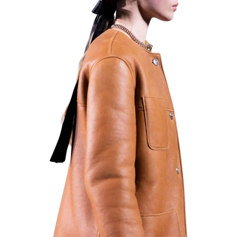 CHANEL FW24 Leather Jacket Women's Brown-3