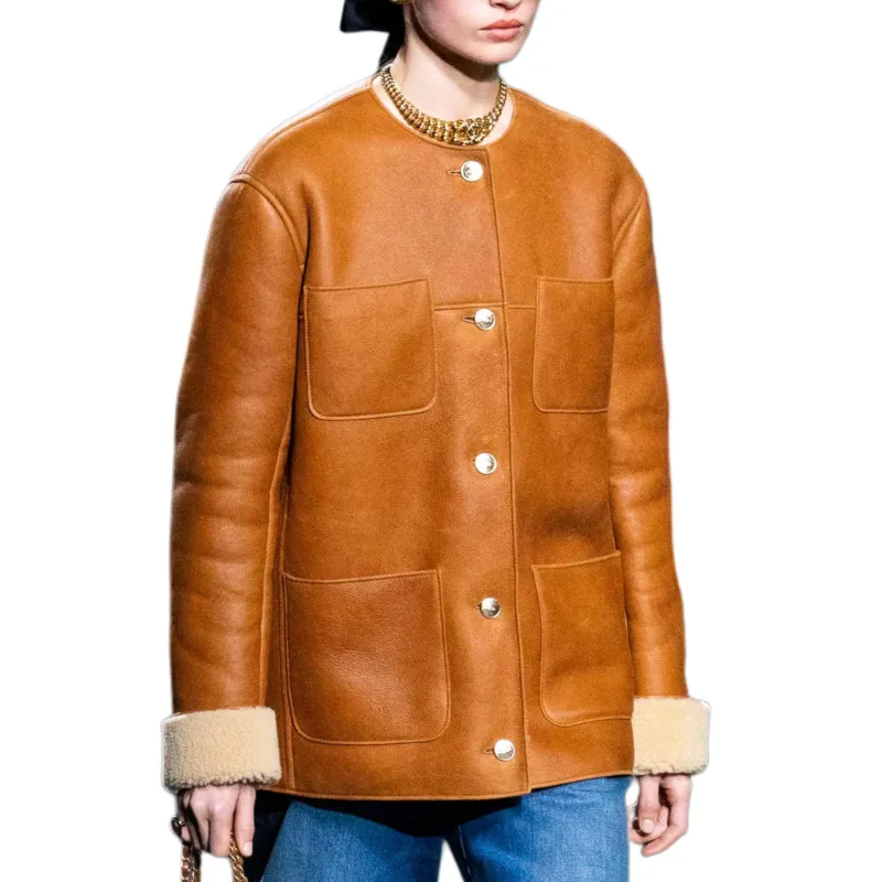CHANEL FW24 Leather Jacket Women's Brown-2