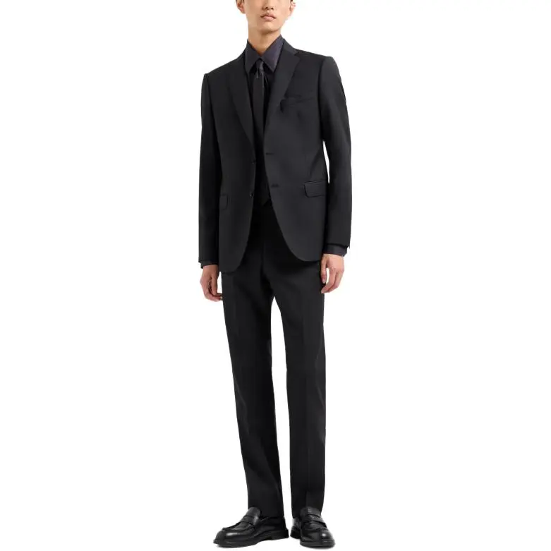 EMPORIO ARMANI Single breasted Suit In Virgin wool Two way Stretch Canvas-3