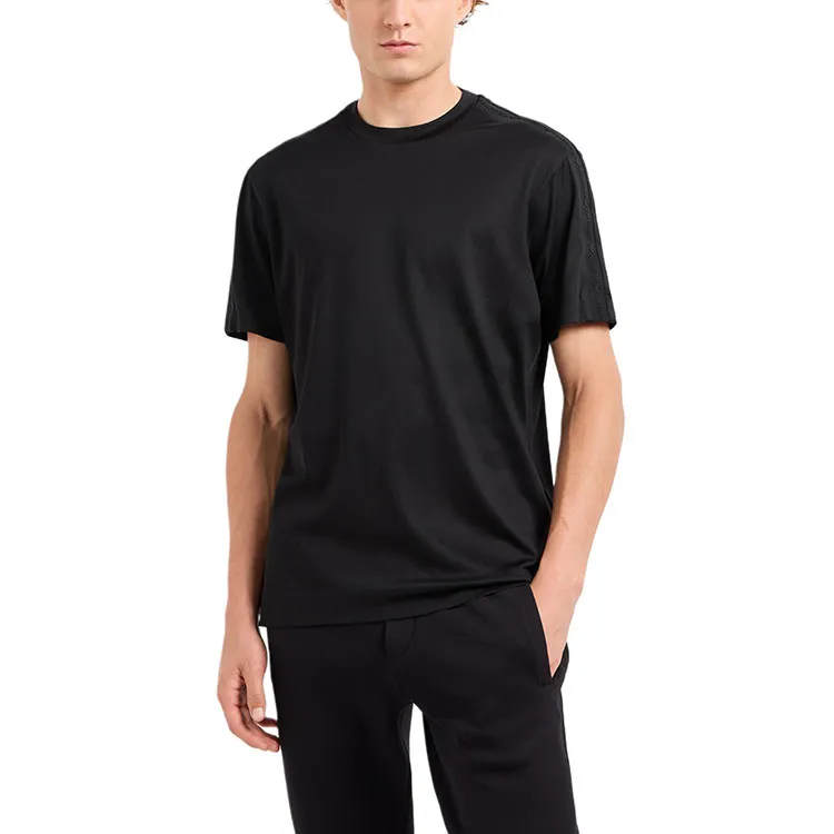 EMPORIO ARMANI Lyocell blend Jersey T shirt With Embossed Logo Tape-1