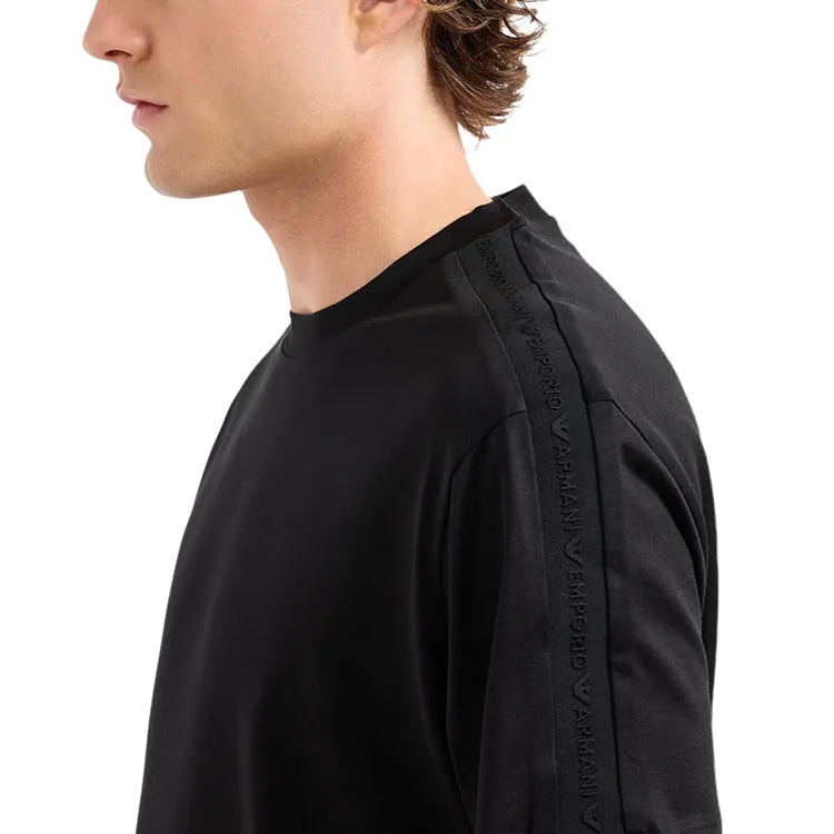 EMPORIO ARMANI Lyocell blend Jersey T shirt With Embossed Logo Tape-4