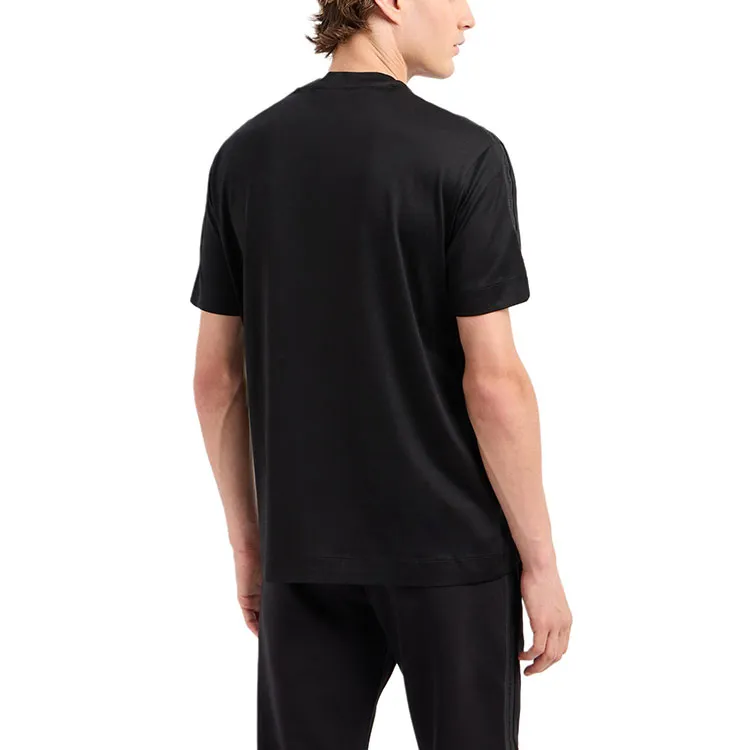 EMPORIO ARMANI Lyocell blend Jersey T shirt With Embossed Logo Tape-2