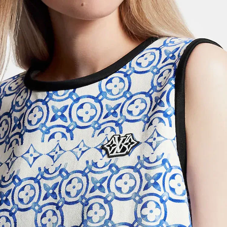 LOUIS VUITTON Sleeveless Dress Women's Blue-3