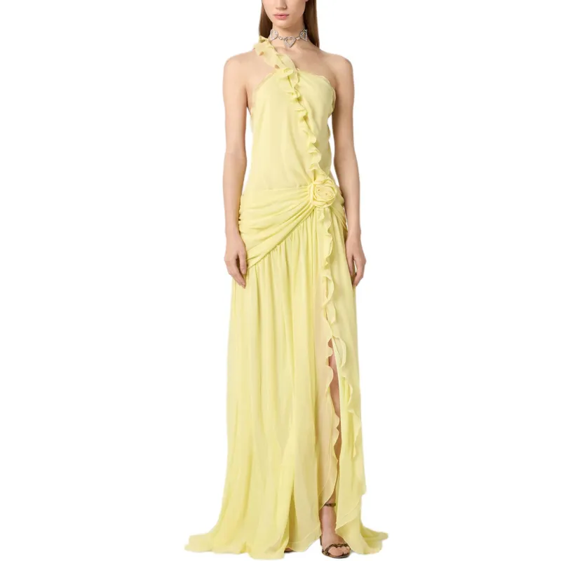 Blumarine One shoulder Georgette Gown-2