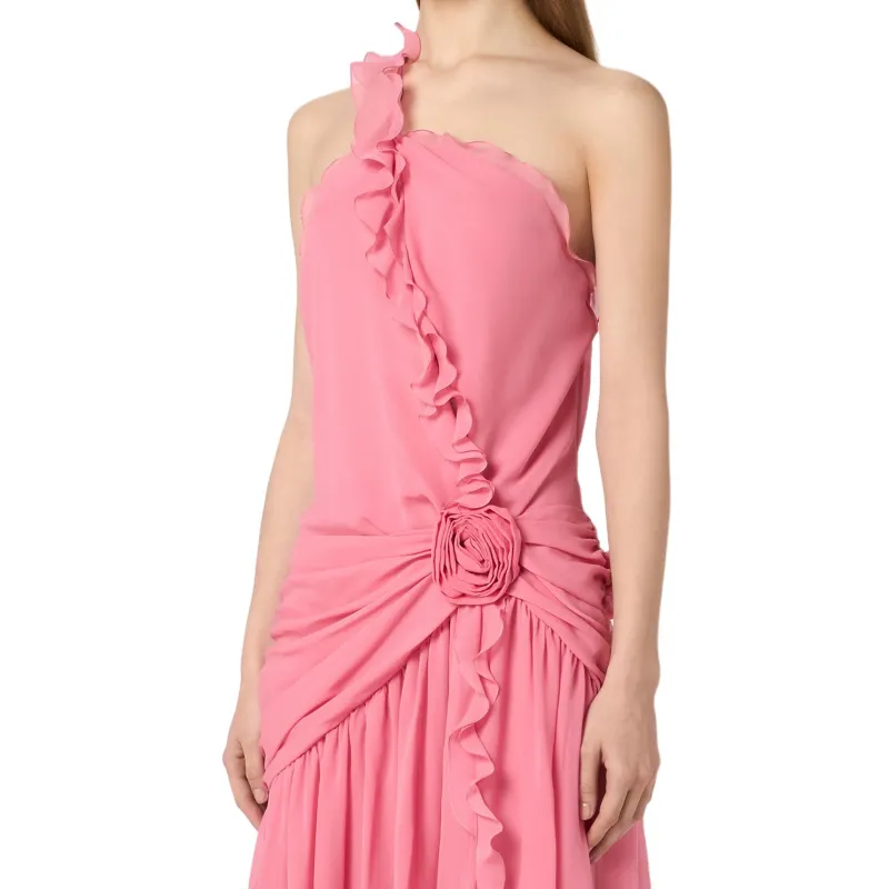 Blumarine One shoulder Silk Maxi Dress-4