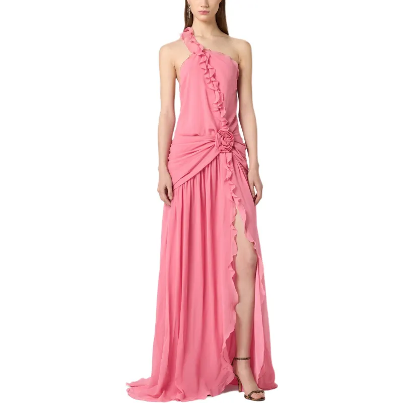 Blumarine One shoulder Silk Maxi Dress-2