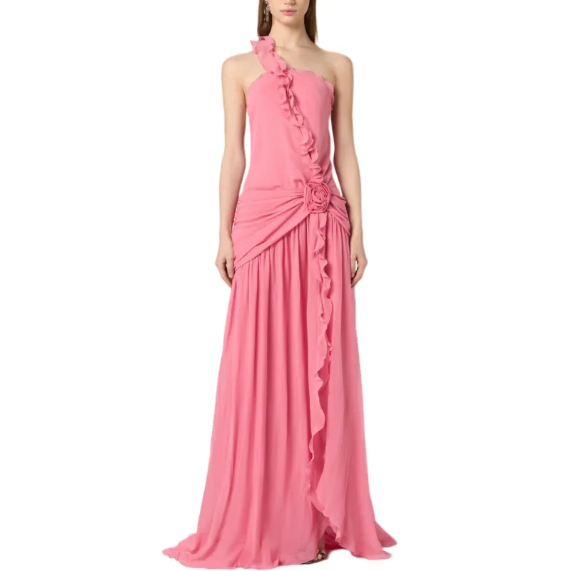 Blumarine One shoulder Silk Maxi Dress-1