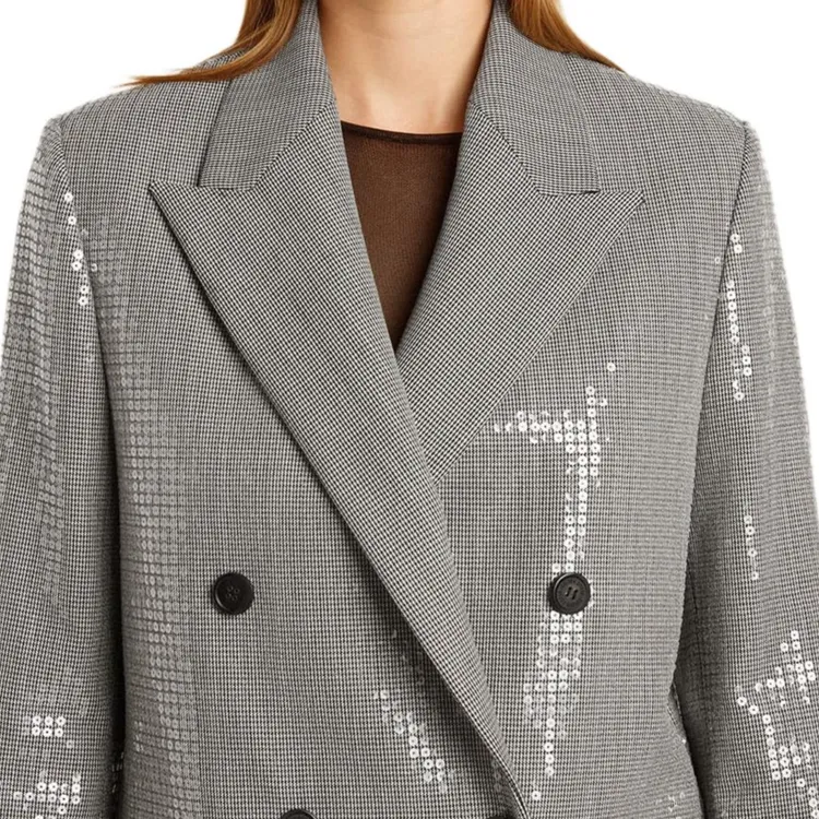 Golden Goose Double Breasted Houndstooth Sequinned Boyfriend Jacket-6