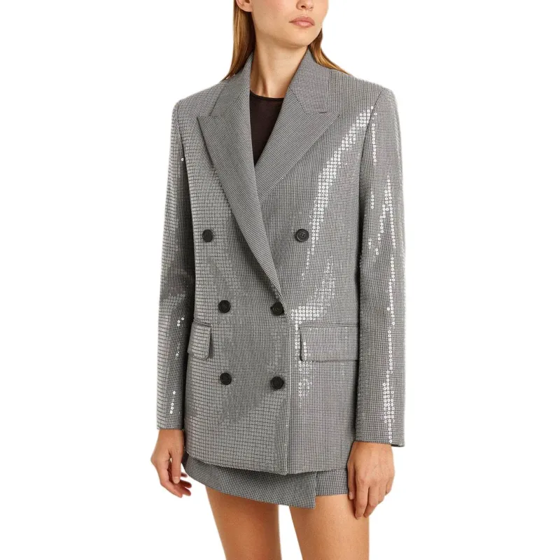 Golden Goose Double Breasted Houndstooth Sequinned Boyfriend Jacket-4