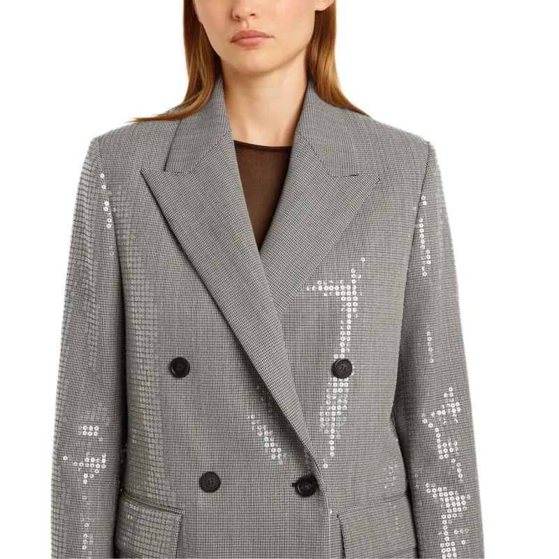 Golden Goose Double Breasted Houndstooth Sequinned Boyfriend Jacket-3