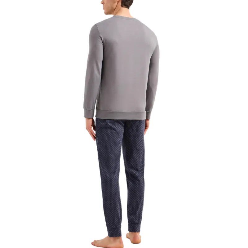 EMPORIO ARMANI FW24 Pajama Set Men's Gray Blue-2