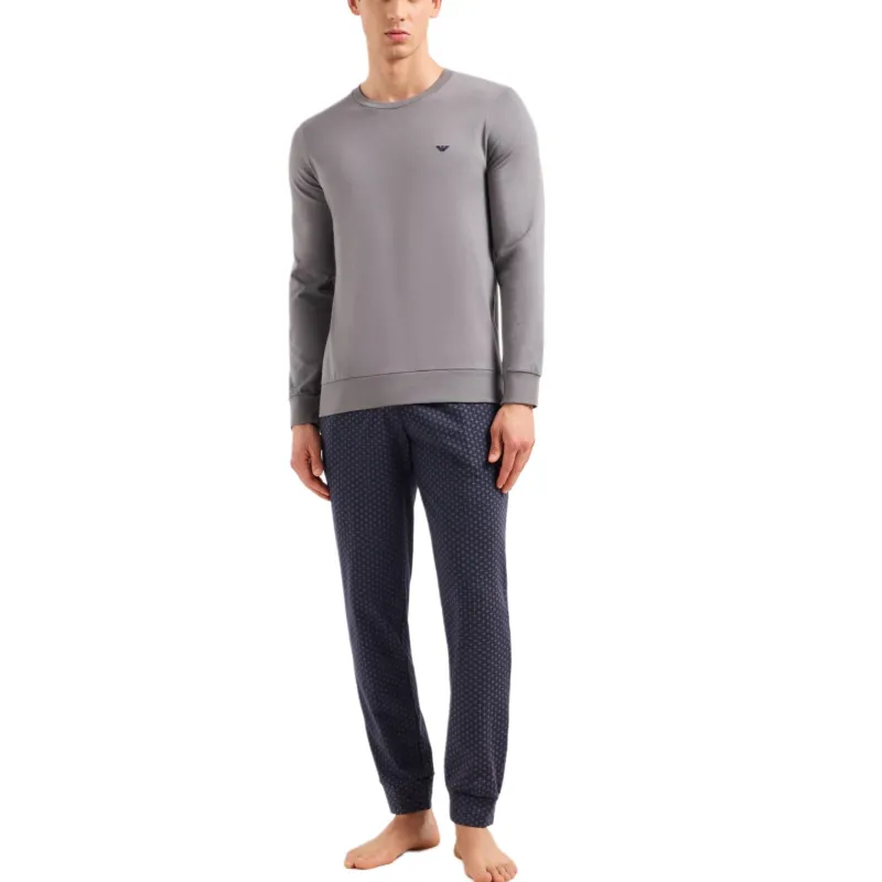 EMPORIO ARMANI FW24 Pajama Set Men's Gray Blue-1