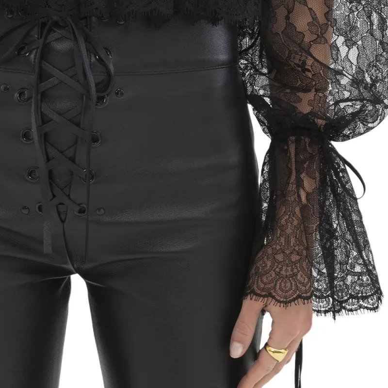 Chloé Lace up Leather Capri Trousers-4
