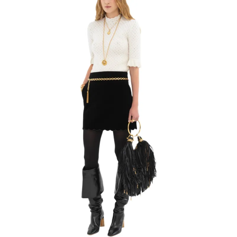 Chloé Velvet Scalloped Mini Skirt-1