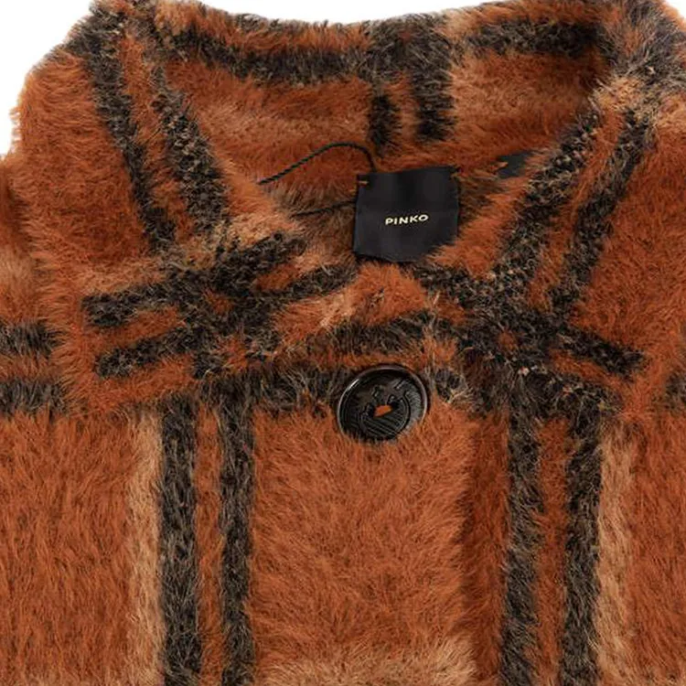 PINKO Velvet-feel Coat Women's Brown-3