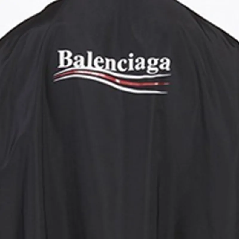 Balenciaga Waterproof And Windproof Windbreaker Jacket Men's Black Loose Fit Style-7