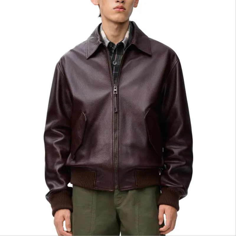 LOEWE FW24 Leather Jacket Men's Dark Red-1