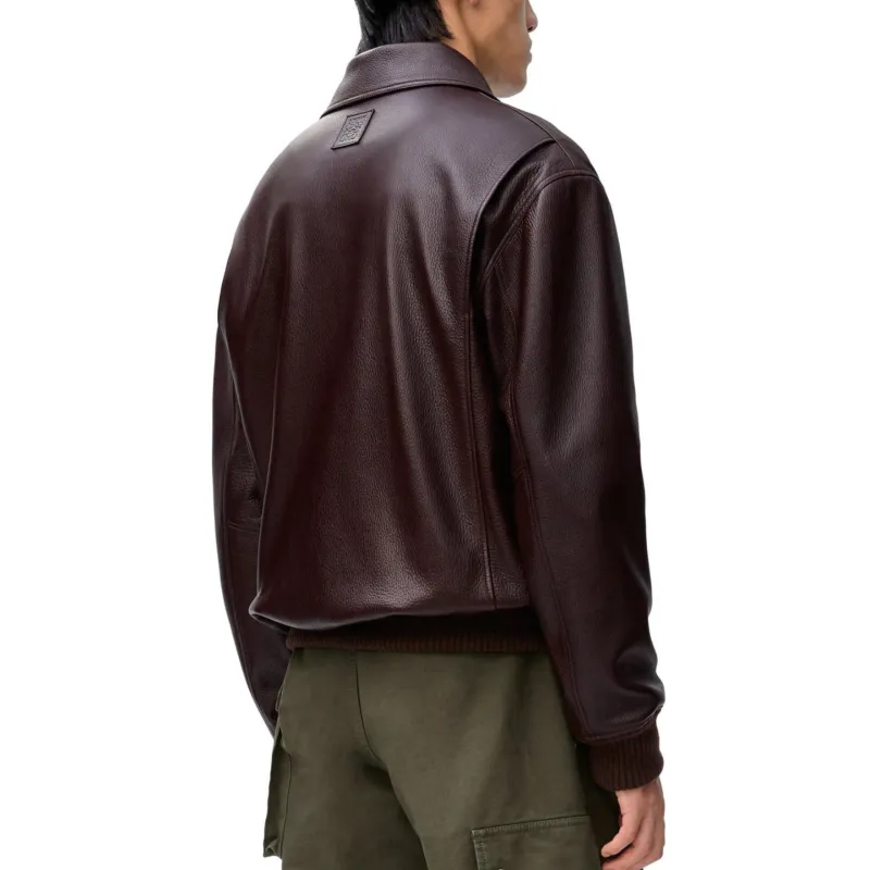 LOEWE FW24 Leather Jacket Men's Dark Red-2