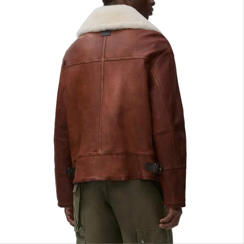 LOEWE FW42 Leather Jacket Men's Brown-2