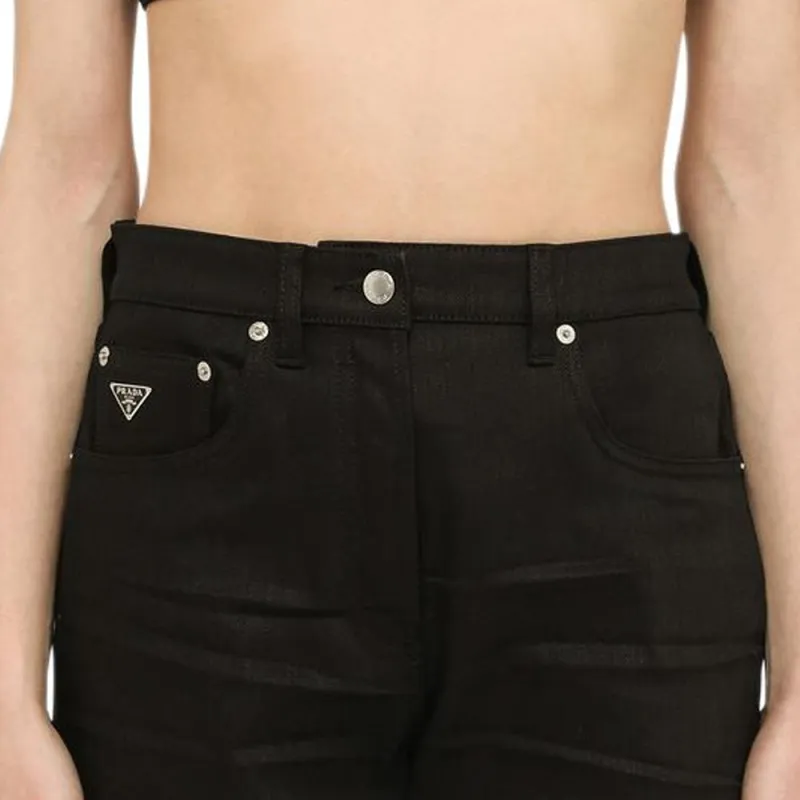 PRADA Triangle Logo Plaque V Neck Cropped Vest-5