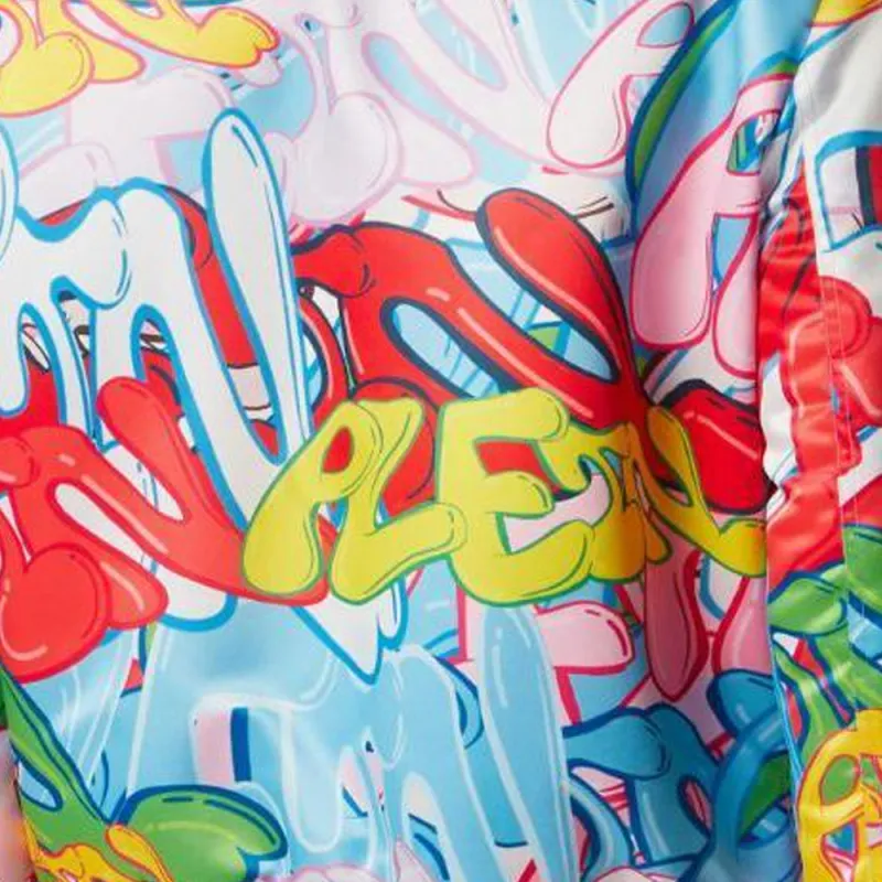 PHILIPP PLEIN Graffiti print Satin Bomber Jacket-2