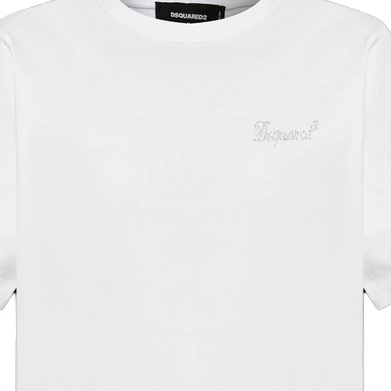 DSQUARED 2 Logo Rhinestone Embellished Crewneck T Shirt-5