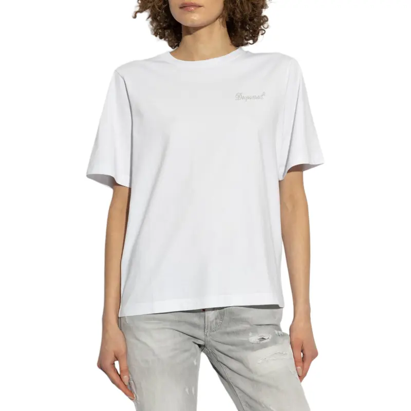 DSQUARED 2 Logo Rhinestone Embellished Crewneck T Shirt-2