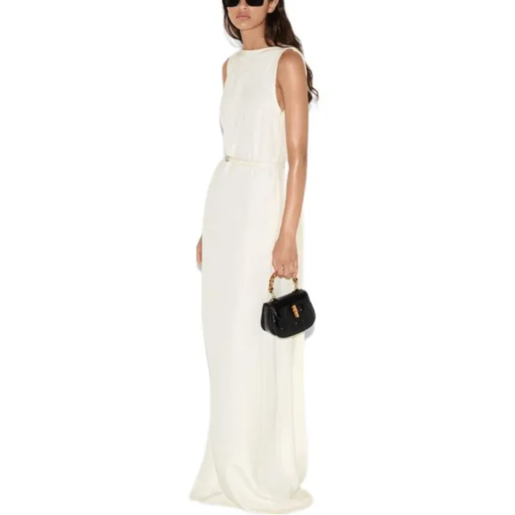 GUCCI Sleeveless Dress Women's White-4