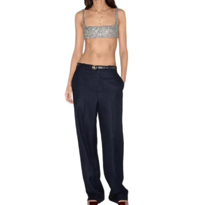 GUCCI SS25 Casual Pants Women's Blue-1