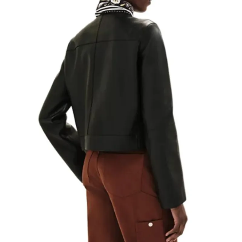 HERMES Leather Jacket Women's Black-1
