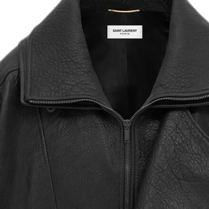 SAINT LAURENT FW24 Leather Jacket Women's Black-5
