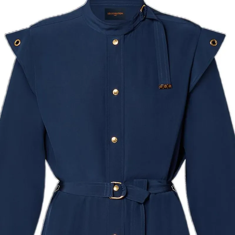 LOUIS VUITTON Long-Sleeved Epaulette Shirt Dress-4