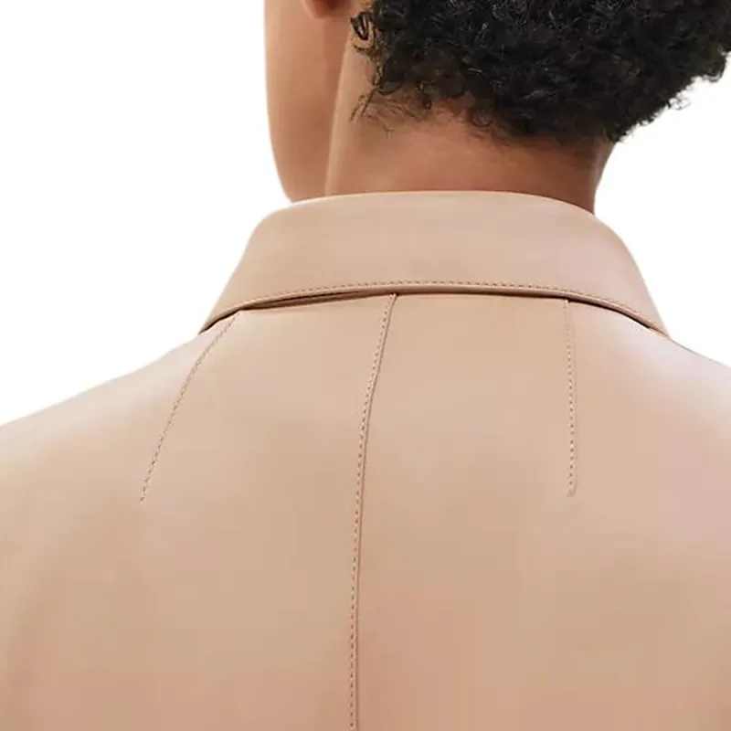 HERMES Leather Jacket Women's Camel-3